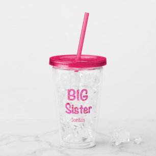 Big Sister Typography Personalized with Name Acrylic Tumbler