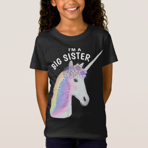 Big Sister Unicorn Black Pink T_Shirt