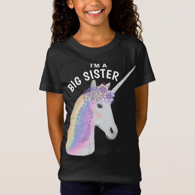Big Sister Unicorn Black Pink T-Shirt (Front)