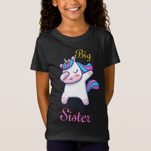 big sister unicorn dabbing T_Shirt
