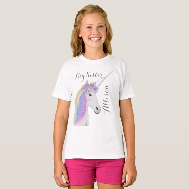 Big Sister Unicorn Personalized T-Shirt (Front Full)