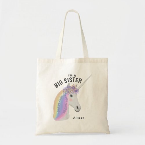 Big Sister Unicorn Personalized Tote Bag