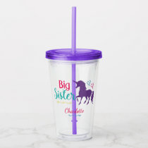 Big Sister Unicorn Silhouette Colorful Sibling Acrylic Tumbler