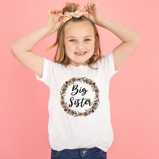 Big Sister Violet Flower Wreath Toddler T-shirt (Creator Uploaded)