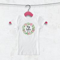 Big Sister Watercolor Floral Wreath with Name
