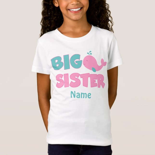 Big Sister Whale Personalized Pink Shirt (Front)