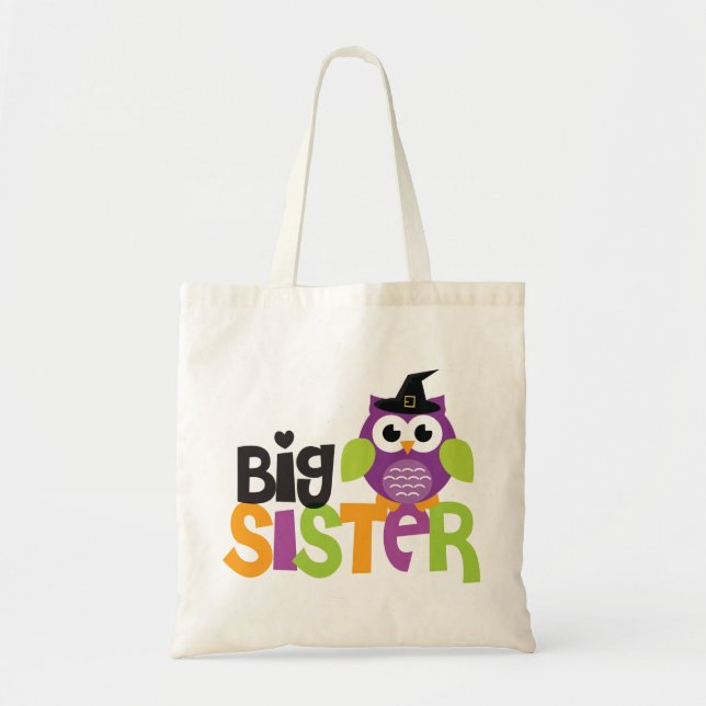 Big Sister Witch Owl Halloween Trick-or-Treat Bag (Front)