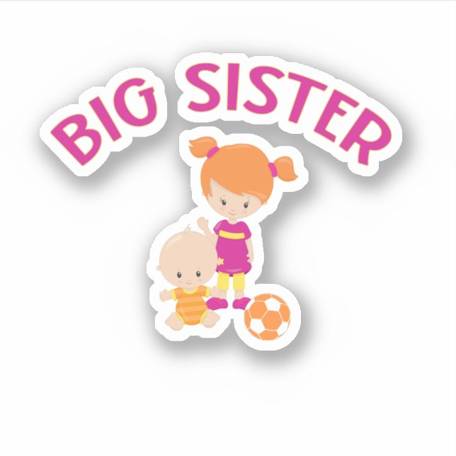 Big Sister with Baby Brother Custom-Cut Sticker (Front)