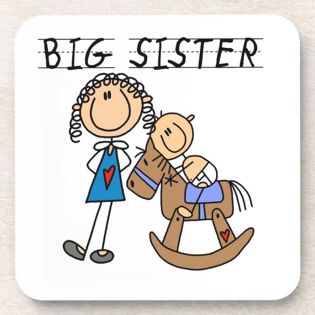 Big Sister With Baby Brother Gifts Drink Coaster (Front)