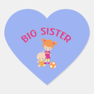 Big Sister with Baby Brother Heart Shaped Heart Sticker