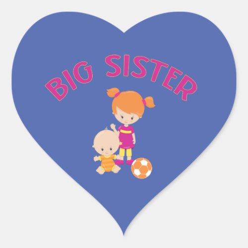 Big Sister with Baby Brother Heart Shaped Heart Sticker