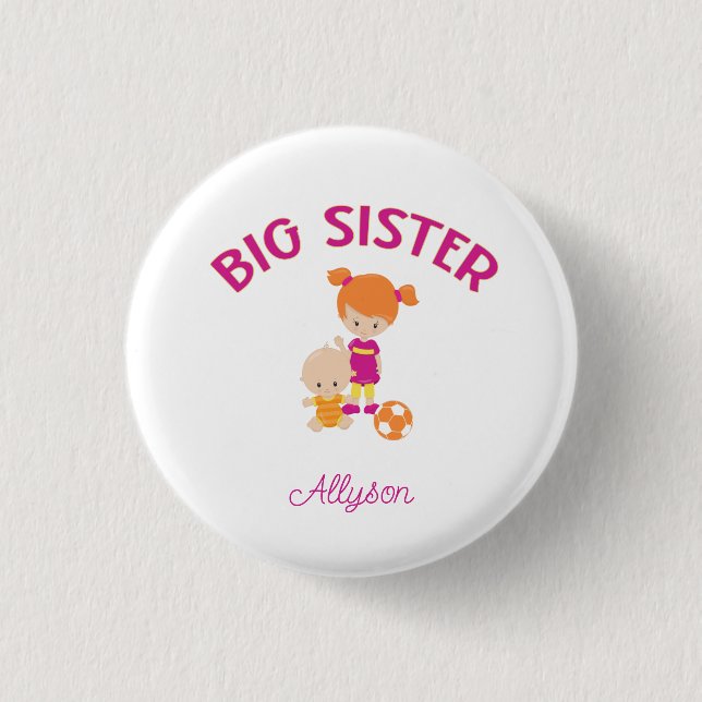 Big Sister with Baby Brother Personalized Button (Front)