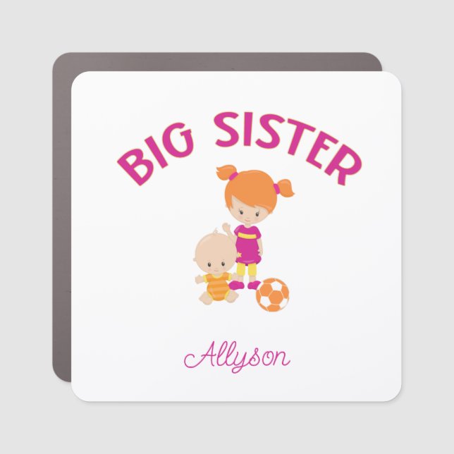 Big Sister with Baby Brother Personalized  Car Magnet (Front)