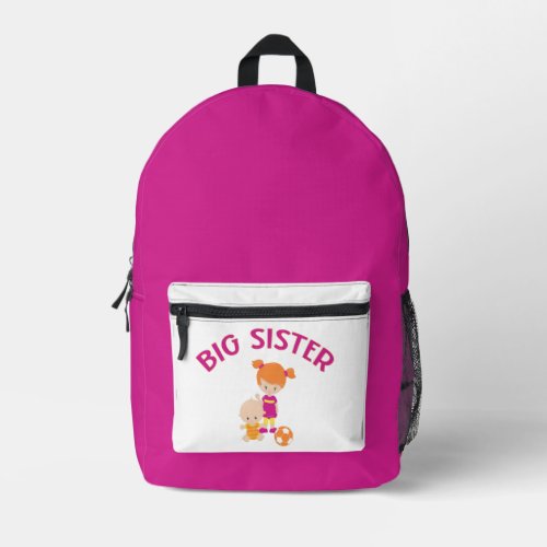 Big Sister with Baby Brother Personalized Name Printed Backpack