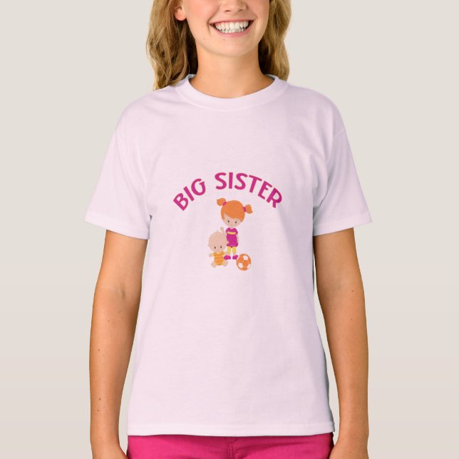 Big Sister with Baby Brother Soccer Ball T-Shirt (Front)