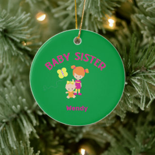 Big Sister with Baby Sister Name Year Custom Ceramic Ornament