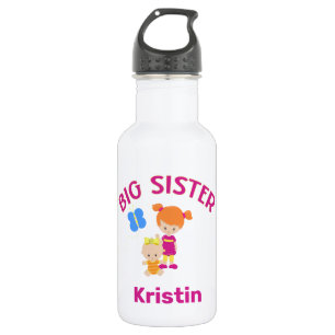 Big Sister with Baby Sister Personalized Stainless Steel Water Bottle