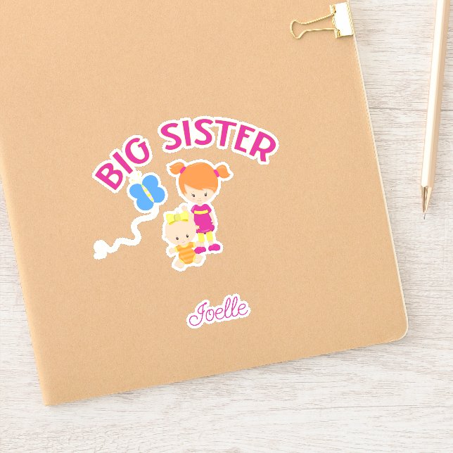 Big Sister with Baby Sister Personalized   Sticker (Notebook)