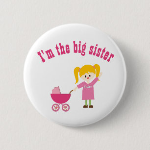 Big Sister With Cute Cartoon Art Button