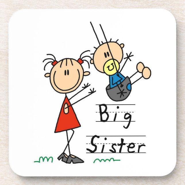 Big Sister with Little Brother Gifts Drink Coaster (Front)
