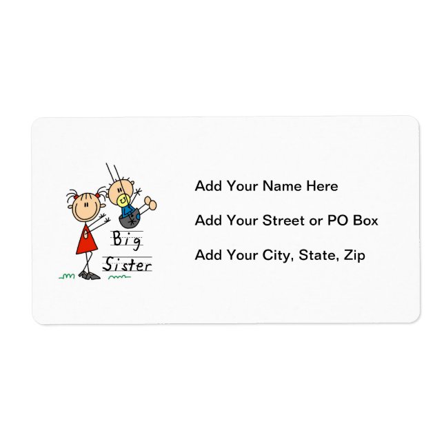 Big Sister with Little Brother Gifts Label (Front)