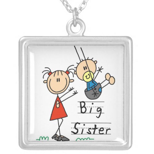 Big Sister with Little Brother Gifts Silver Plated Necklace