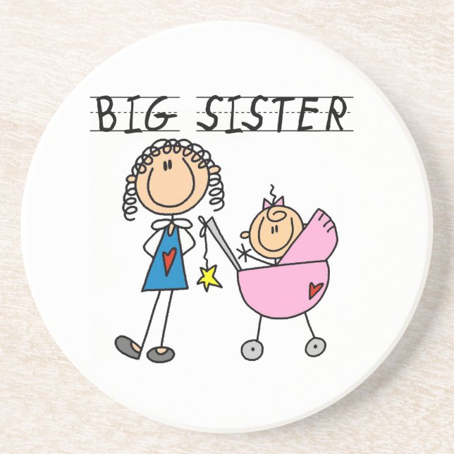 Big Sister With Little Sister Gifts Drink Coaster (Front)