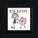Big Sister With Little Sister Gifts Jewelry Box<br><div class="desc">A cute stick figure Big Sister design on big sister keepsake boxes,  tiles,  throw pillows,  ornaments,  gel mousepads,  mugs,  magnets,  cards,  stickers,  and other items featuring the big sister with a little sister!</div>