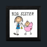 Big Sister With Little Sister Gifts Jewelry Box<br><div class="desc">A cute stick figure Big Sister design on big sister keepsake boxes,  tiles,  throw pillows,  ornaments,  gel mousepads,  mugs,  magnets,  cards,  stickers,  and other items featuring the big sister with a little sister!</div>