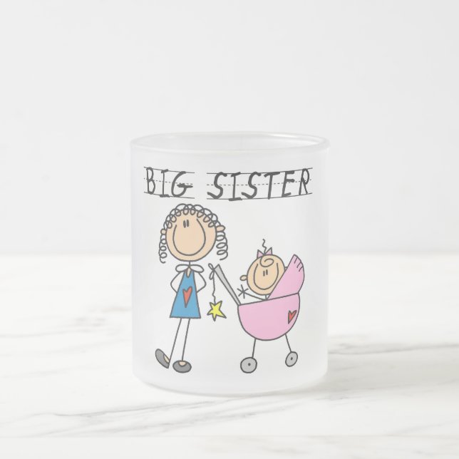 Big Sister With Little Sister T-shirts and Gifts Frosted Glass Coffee Mug (Center)