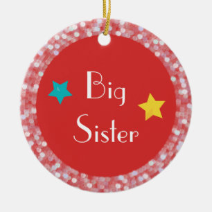 Big Sister with Stars Personalized Back Ceramic Ornament