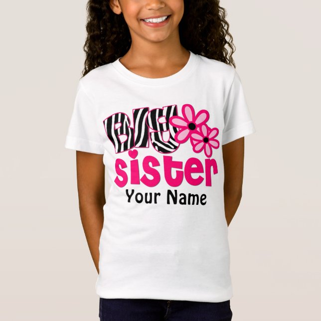 Big Sister Zebra Floral Personalized Shirt (Front)