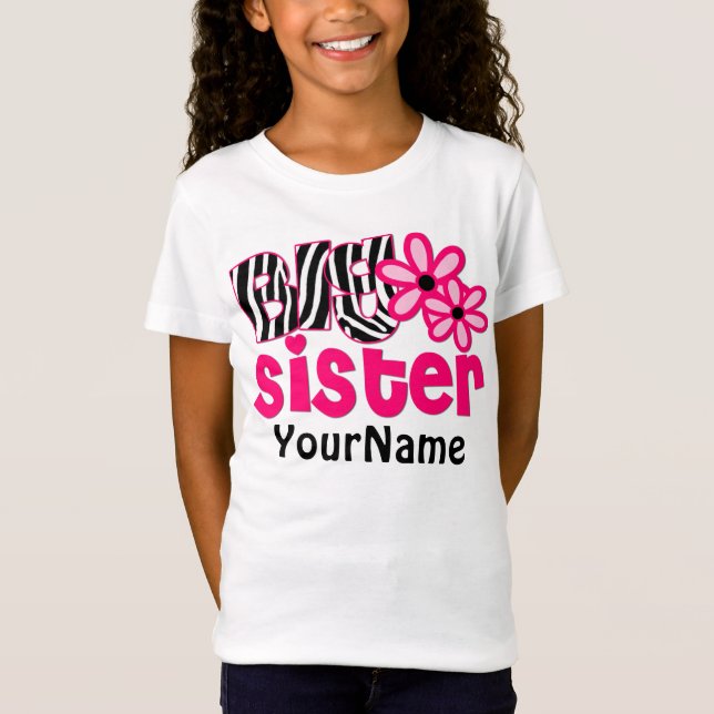 Big Sister Zebra Floral T-Shirt (Front)