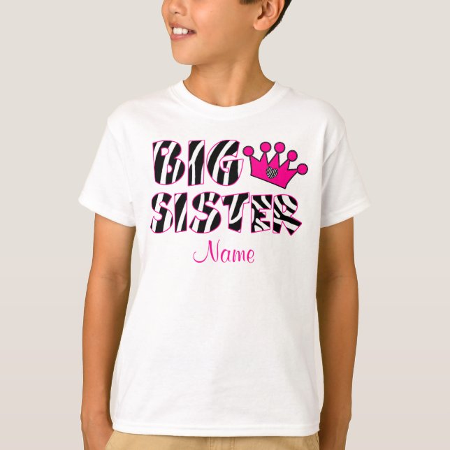 Big Sister Zebra Print Personalized Shirt (Front)