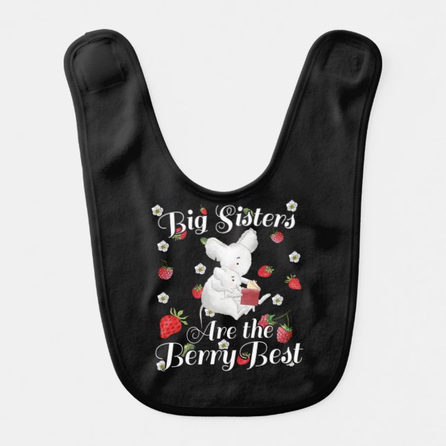 Big Sisters Berry Best - Mouse Strawberry Pun Baby Bib (Front)