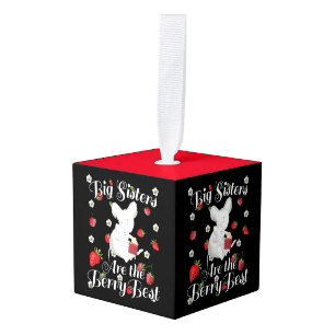 Big Sisters Berry Best - Mouse Strawberry Pun Cube Ornament