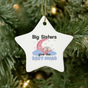 Big Sisters Give the Best Hugs - Moon Bunny Ceramic Ornament