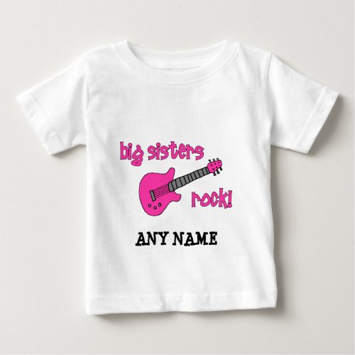 Big Sisters Rock with Pink Guitar Baby T_Shirt