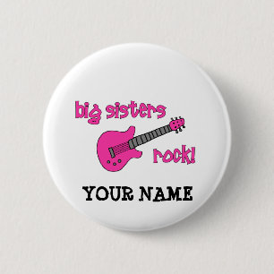 Big Sisters Rock! with Pink Guitar Button