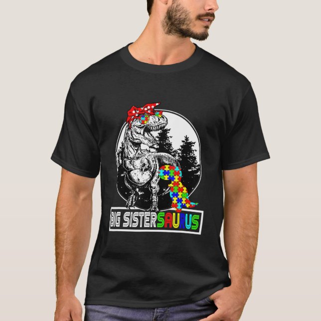 Big Sistersaurus T Rex Dinosaur Big Sister Saurus  T-Shirt (Front)