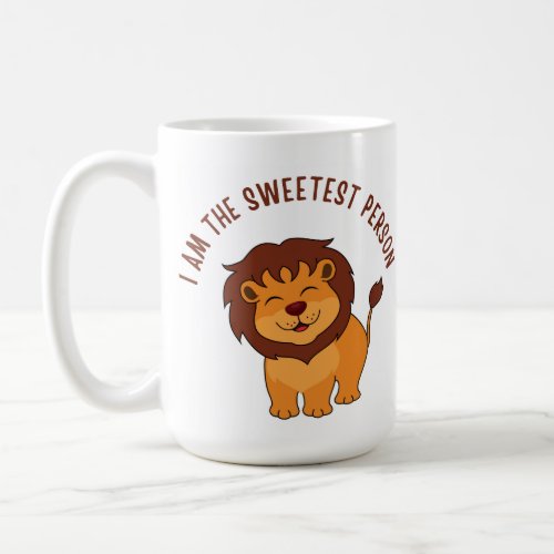 Big size white mug with cute Lion and text