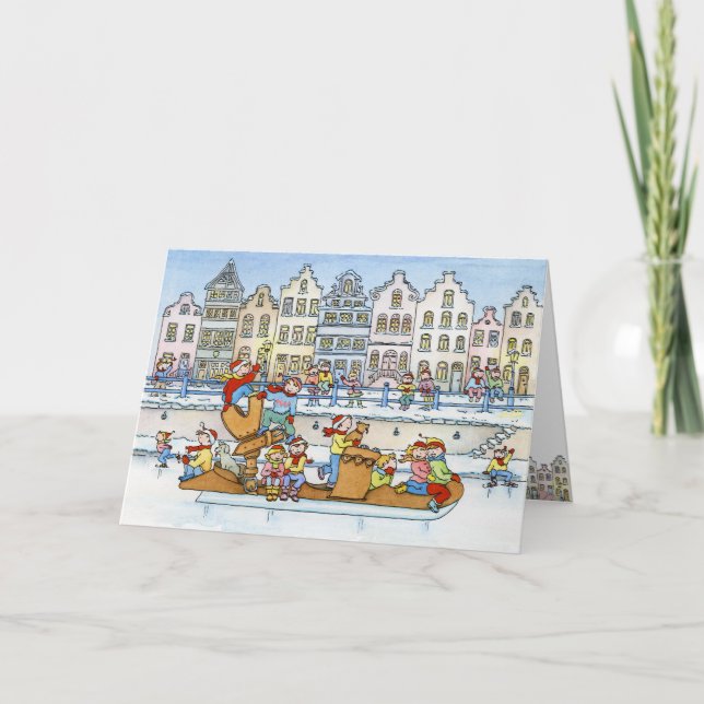 Big Skate Dutch Houses - Christmas Greeting Card (Front)