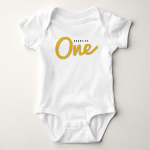 Big Sketch One Yellow Baby First Birthday Party Bodysuit