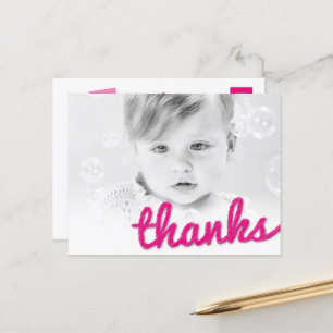 Big Sketch Thanks Girl's Birthday Photo Thank You Postcard