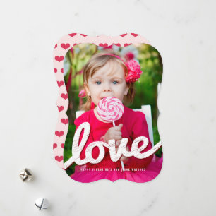 Big Sketched Love Typography Valentine's Day Photo Holiday Card