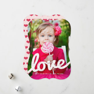 Big Sketched Love Typography Valentine's Day Photo Holiday Card