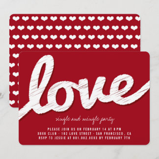 Big Sketched Love Valentine's Day Party Invite