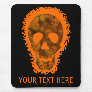 Big Skull Orange 'Your Text' mousepad