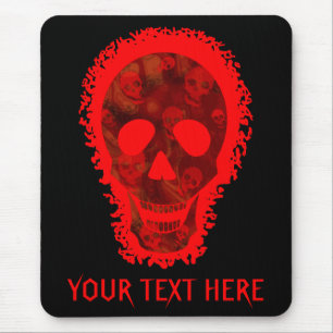 Big Skull Red 'Your Text' mousepad