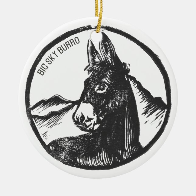 Big Sky Burro Ceramic Ornament (Front)
